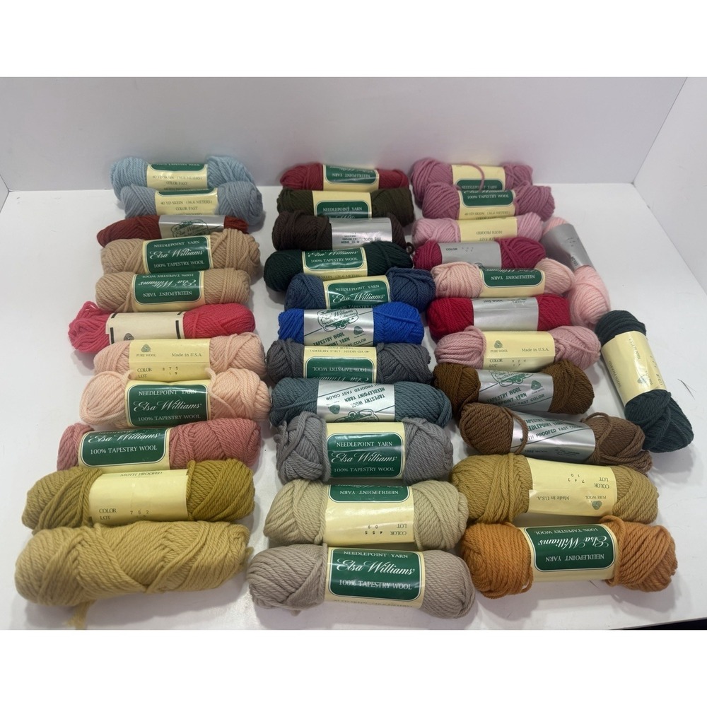 Elsa Williams 100% Wool Needlepoint Tapestry Yarn 40 Yard Skeins Mixed Colors